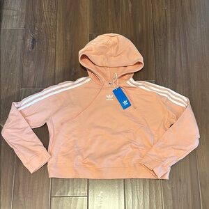 NWT Adidas Peach Crop Hoodie with White Stripes